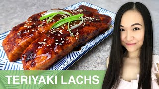 REZEPT Teriyaki Lachs  gebratener Lachs mit Teriyaki Sauce  japanisch kochen [upl. by Lester]