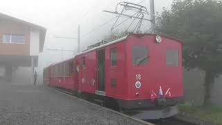 Rigi Bahnen  Vitznau Rigi Bahn VRB in the cloud on the way to Rigi Kulm in September 2021 [upl. by Buna]