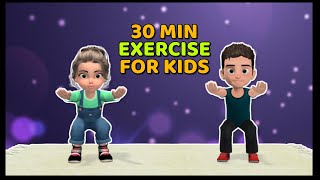 30 MIN FULL BODY WORKOUT AT HOME EXERCISE FOR KIDS [upl. by Shurlocke]