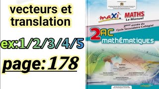 vecteurs et translation maxi maths 2AC exercices 12345 page 178 [upl. by Bernardine]