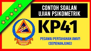 Contoh Soalan Ujian Psikometrik PEGAWAI PERTAHANAN AWAM GRED KP41 SEMENANJUNG APAM [upl. by Mcripley]