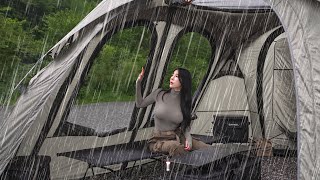 ☔️CAMPING IN HEAVY RAIN WITH A NEW CAR TENTㅣRAIN ASMR [upl. by Hardy]