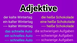 Adjektive Adjektive Endungen Deklination  Adjektivdeklination der die das kein keine einem [upl. by Emmer]