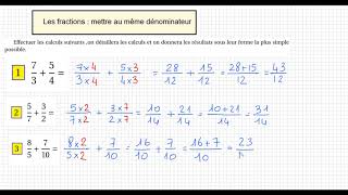 Les fractions  Mettre au même dénominateur  Exercice 1 [upl. by Swope]