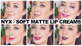 NYX Soft Matte Lip Cream  Lip Swatches  TOP 6 SHADES [upl. by Idner]