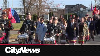 Annual Remembrance Day march in Kahnawake [upl. by Enait546]