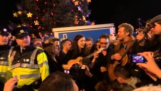 Bono Glen Hansard amp Lisa Hannigan Busking Grafton St Dublin Christmas Eve 2012 [upl. by Adair810]