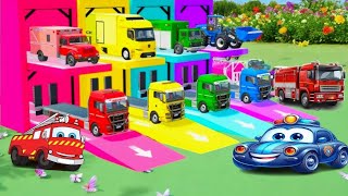 Double Flatbed Trailer Truck vs Speedbumps Train vs Cars  Tractor vs Train BeamngDrive [upl. by Hniv]