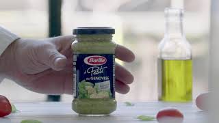 Barilla Spaghetti Ολικής Αλέσεως με Pesto Genovese καλαμάρι amp ντοματίνια [upl. by Mosa]