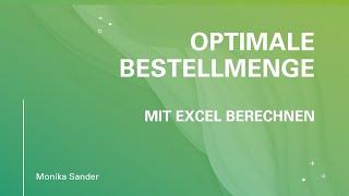 Optimale Bestellmenge [upl. by Olson]