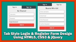 Tab Style Login And Register Form Design Using HTML5 CSS3 And jQuery [upl. by Attelrahs]