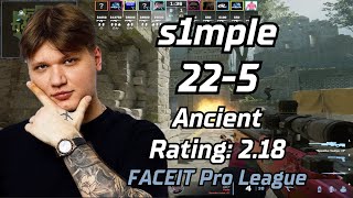 s1mple 225 Ancient  FACEIT Pro League  May 24 2024 cs2 pov [upl. by Reisch]