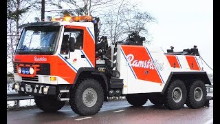 Volvo FL10 6x6 Heavy Recovery Truck vs DAF Semitrailer  Ramströms  Sweden 4K [upl. by Youlton]