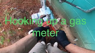 Hooking up a new gas meter to the house [upl. by Acinehs]