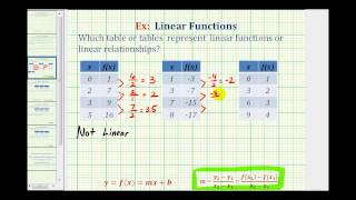 Ex Determine Which Tables Represent a Linear Function or Linear Relationship [upl. by Chak426]