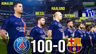 What if Ronaldo Messi Haaland Neymar Salah Mbappe Mane Lautaro Benzema play together PSG vs FCB PES [upl. by Colburn396]