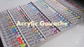 Holbein Acrylic Gouache 102 colors set 🎨 unboxing  swatching [upl. by Hsot]