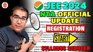 NTA Official Update 🤯⚡  Syllabus Reduced  JEE 2024 Registration Starts😱  Vinay Shur Sir  Vedantu [upl. by Dralliw234]