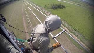 Helicopter Lineman  BareHanding 345000 volts [upl. by Atis94]