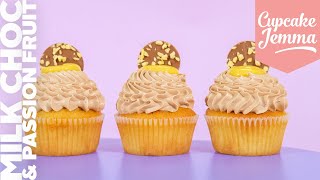 Milk Chocolate amp Passion Fruit Cupcakes  Cupcake Jemma Recipe [upl. by Fauman]