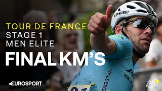 WHAT A START 🔥  Tour de France Stage 1 Final Kilometres  Eurosport Cycling [upl. by Umberto]