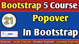 Lecture  21 Bootstrap 5  Popover in Bootstrap Up Down Right Left popover with js scriptTechnonir [upl. by Dremann]