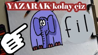 KOLAY FiL ÇİZİMİ  Wordtoon elephant Turkish [upl. by Alduino]