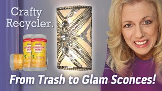 DIY Glam light up wall sconce  upcycled CraftyRecycler [upl. by Rebmac]