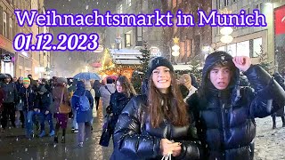 Weihnachtsmarkt in München Munich Christmas market 🎄 Heavy snow ❄️ in Munich Germany 🇩🇪 [upl. by Sekofski]