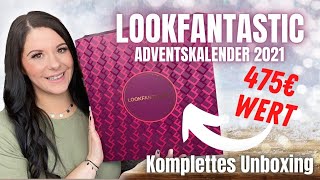 LOOKFANTASTIC ADVENTSKALENDER 2021  FULL UNBOXING DEUTSCH  475€ WERT [upl. by Bobseine745]