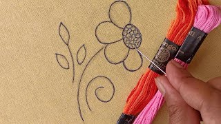 Botanical Flower Buttonhole Stitch  reverse chain stitch [upl. by Greenwell]