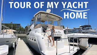 YACHT TOUR of MY LIVEABOARD HOME  Meridian AFT CABIN Motor Yacht WALKTHROUGH with SPECS amp Outtakes [upl. by Ehrsam783]