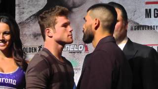 Canelo Alvarez vs Alfredo Angulo faceoff Before Weigh In and Fight [upl. by Aniaj149]