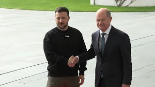 Zelensky meets German Chancellor Scholz with military honors  AFP [upl. by Angela]