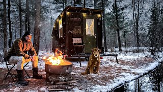 Winter Camping in EXTREME COLD by a River 12°F Windchill [upl. by Alair]