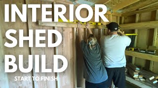 DIY Shed Interior Build  Start to Finish [upl. by Nidnarb771]