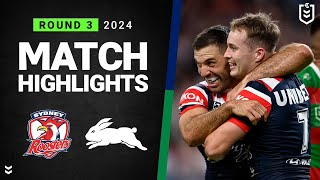 NRL 2024  Roosters v Rabbitohs  Match Highlights [upl. by Ahsilra]