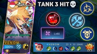 Sadis Tank cuma 3 Hit🔥Cara Memaksimalkan Damage Lesley LESLEY BEST BUILD amp EMBLEM [upl. by Nyrehtak839]