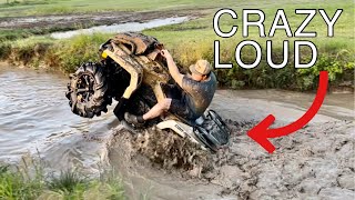 STRAIGHT PIPED Canam 570 xmr tearing up burdens creek mudbash 💯🔥 [upl. by Kered39]