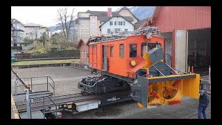 Probefahrt der Rigi Bahn Schneeschleuder He 23 Nr 8 Baujahr 1930 [upl. by Leeland]