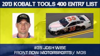 2013 KOBALT Tools 400 Entry List [upl. by Nelg]