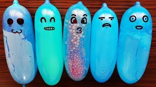 Making Slime With Funny Balloons 6 Crunchy Blue [upl. by Dearr]