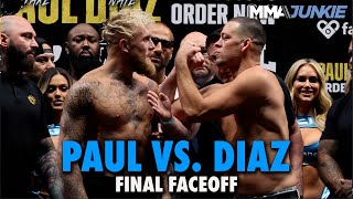 Nate Diaz Throws Kick Chael Sonnen Appears in Final Faceoff With Jake Paul [upl. by Nepil]