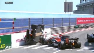 F1 Monaco 2017  Pascal Wehrlein Headfirst Crash into wall [upl. by Imat]