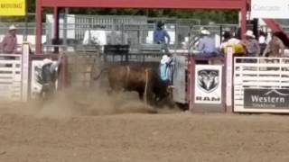 Bull goes after Rodeo bull fighter clown [upl. by Ahseela]