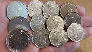 4 RARE BEATRIX POTTER 50P COINS [upl. by Nisse]