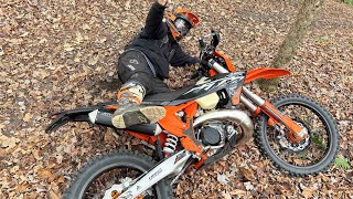 Crashing my BRAND NEW 2025 KTM 300 XCW trail riding hill climbs sand dunes [upl. by Isolde]