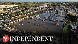 Drone footage shows Bognor Regis inundated with flooding ahead of Storm Ciaran [upl. by Ikcir]