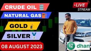 MCX LIVE MARKET TRADING 08 AUGUST 2023 GOLDCRUDEOILSILVER COPPER NATURALGAS MCX forex [upl. by Bell]