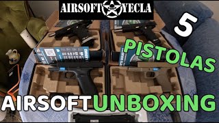 UNBOXING de las 5 MEJORES pistolas de AIRSOFT YECLA ✅🔫 airsoft curiosidades unboxing [upl. by Brigg]